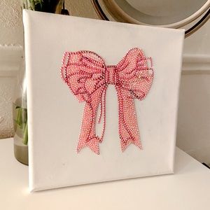 10x10 Rhinestone Pink Bow Canvas
